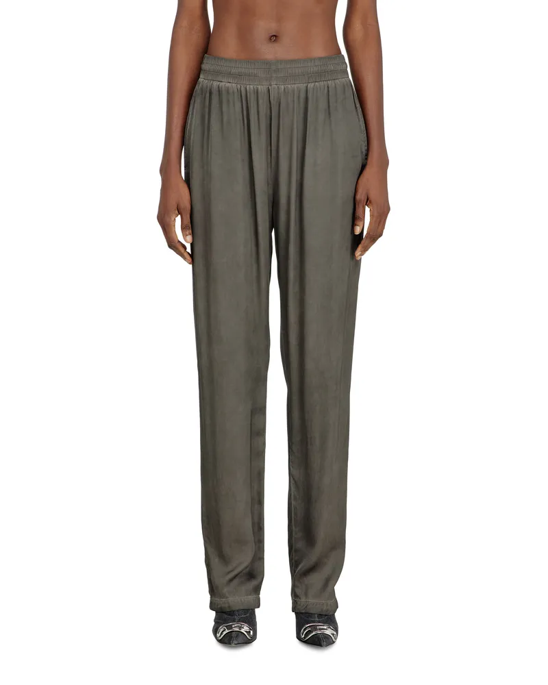Diesel Fließende Hose aus pigmentgefärbtem Satin - Hosen - Damen - Grau Grau