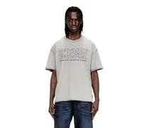 T-Shirt mit appliziertem Logo und rohem Rand - T-Shirts - Herren - Grau