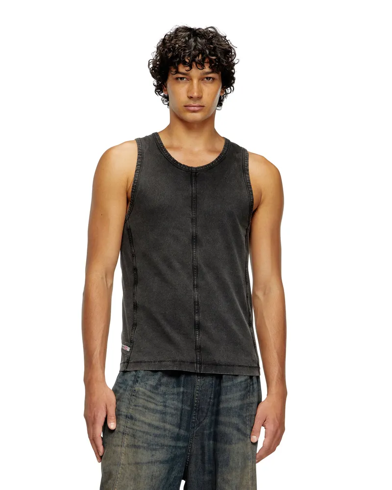 Diesel Tanktop aus Jersey in Denim-Optik - T-Shirts - Herren - Schwarz Schwarz