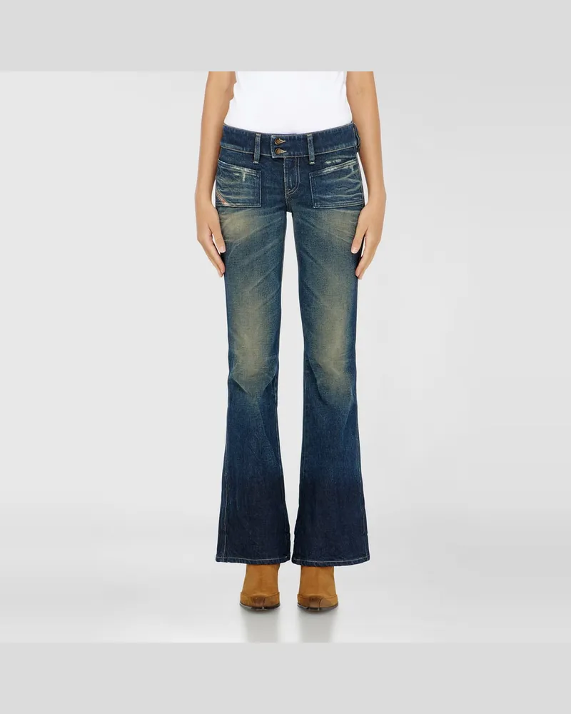 Diesel Bootcut Jeans Low Waist D-Hush,, Reißverschluss Blau