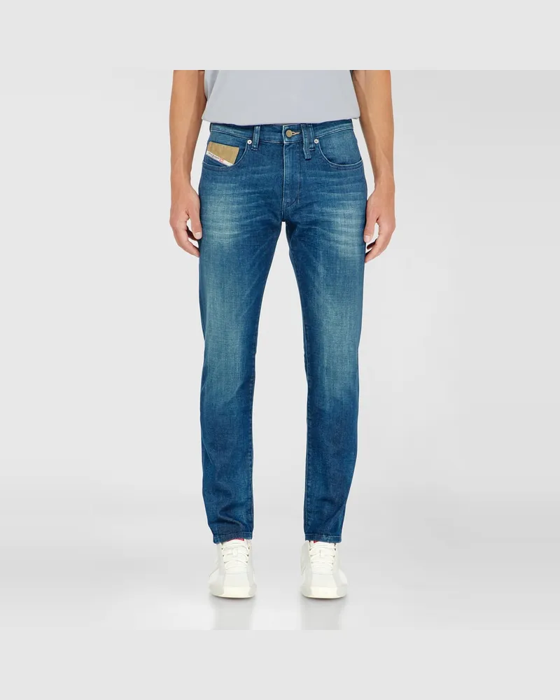 Diesel Slim Jeans Regular Waist 2019 D-Strukt, Mittelblau, Reißverschluss Blau