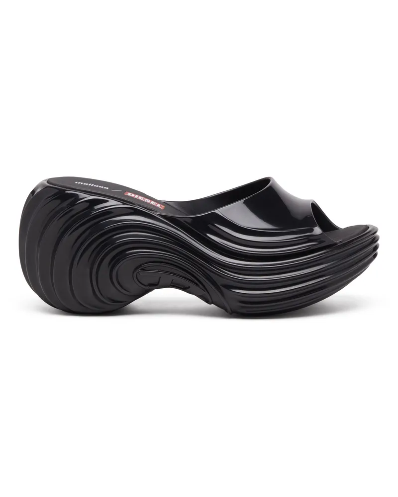 Diesel Plateau-Pantolette aus Melflex - Sandalen - Damen - Schwarz Schwarz