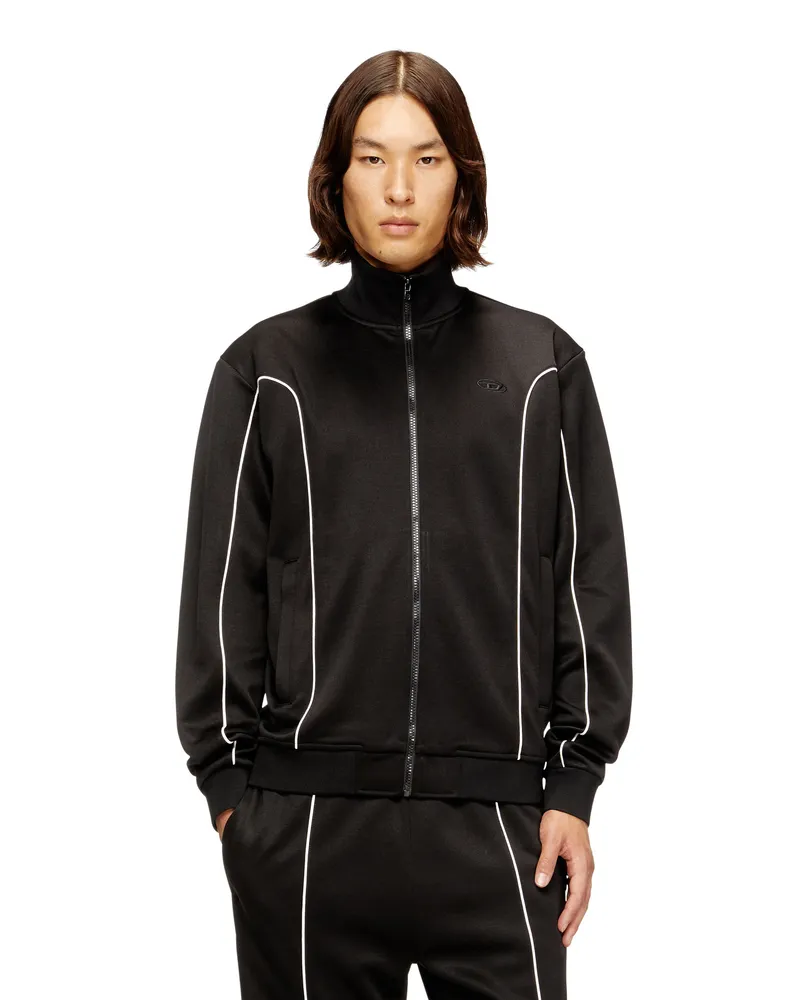 Diesel Sweatjacke aus Sweatstoff mit kontrastierenden Paspeln - Sweatshirts - Herren - Schwarz Schwarz