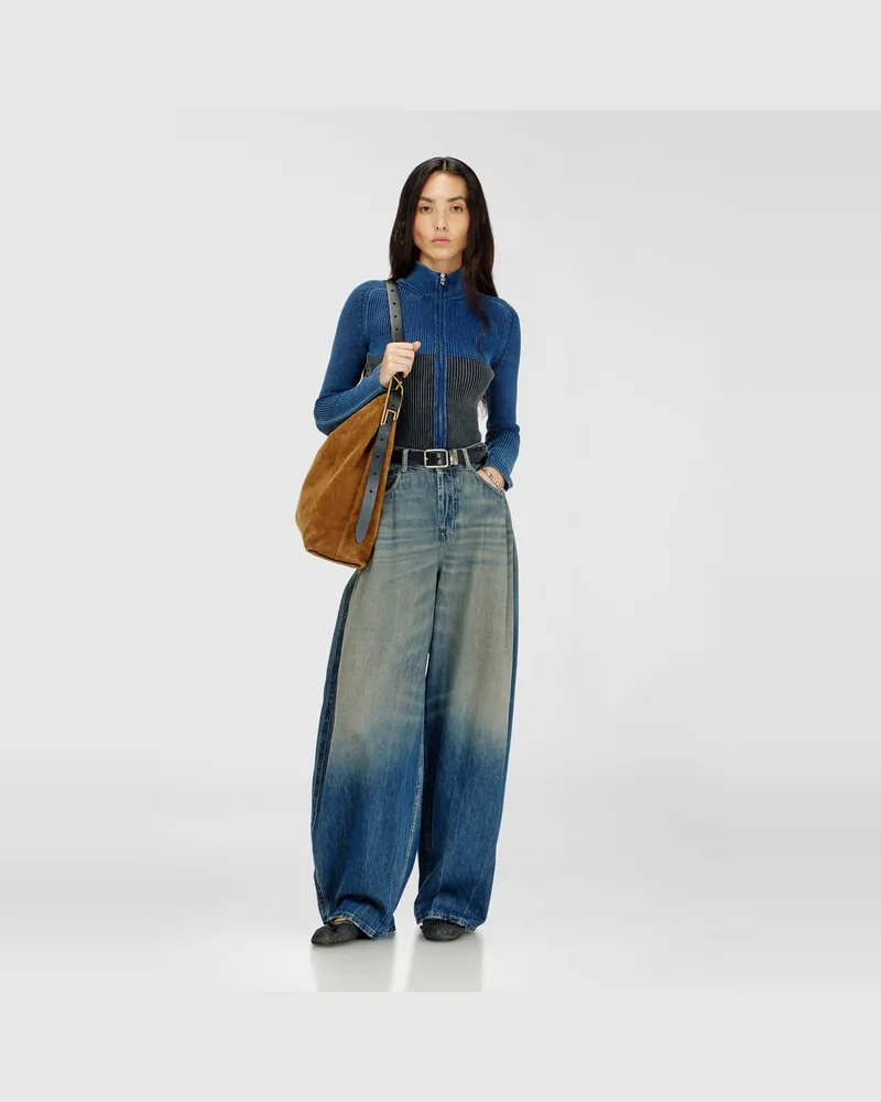 Diesel Strickjacke mit Reißverschluss und zweifarbigem Denim-Effekt - Strickwaren - Damen - Bunt Bunt