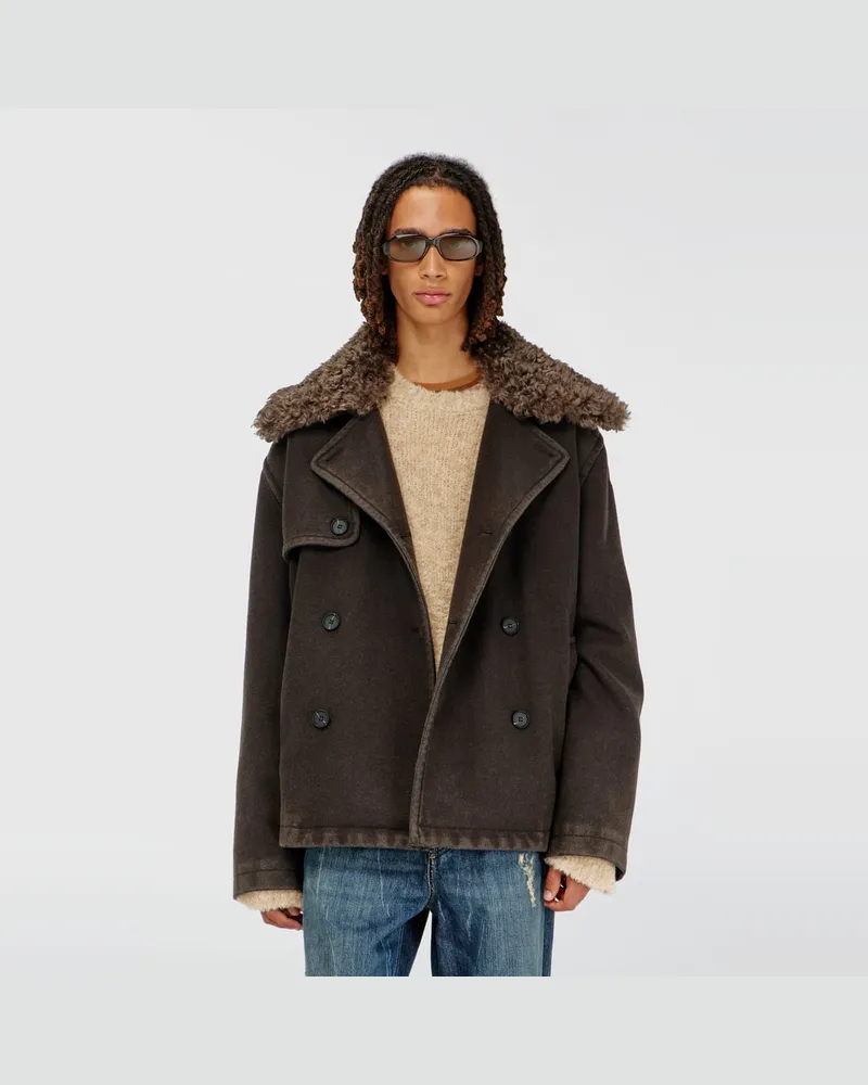 Diesel Wollmischung-Caban mit abnehmbarem Kragen - Winterjacken - Herren - Braun Braun