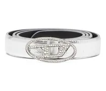 2 cm breiter Ledergürtel mit Kristallschließe - Gürtel - Damen - Silber