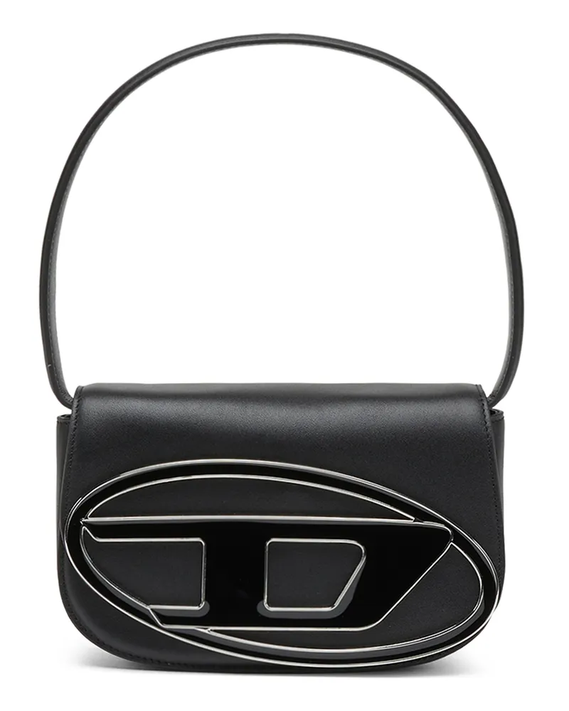 Diesel 1DR-Ikonische Schultertasche aus Nappa-Leder - Schultertaschen - Damen - Schwarz Schwarz