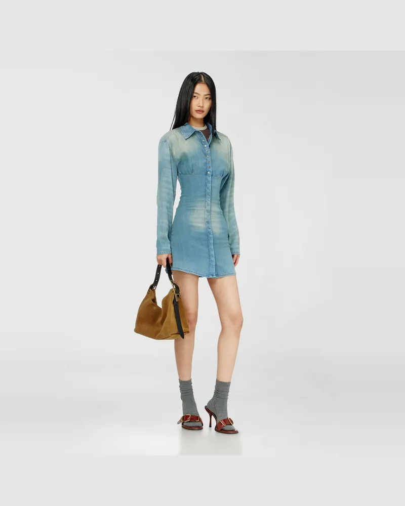 Diesel Denim-Minihemdkleid mit segmentiertem Design - Kleider - Damen - Blau Blau