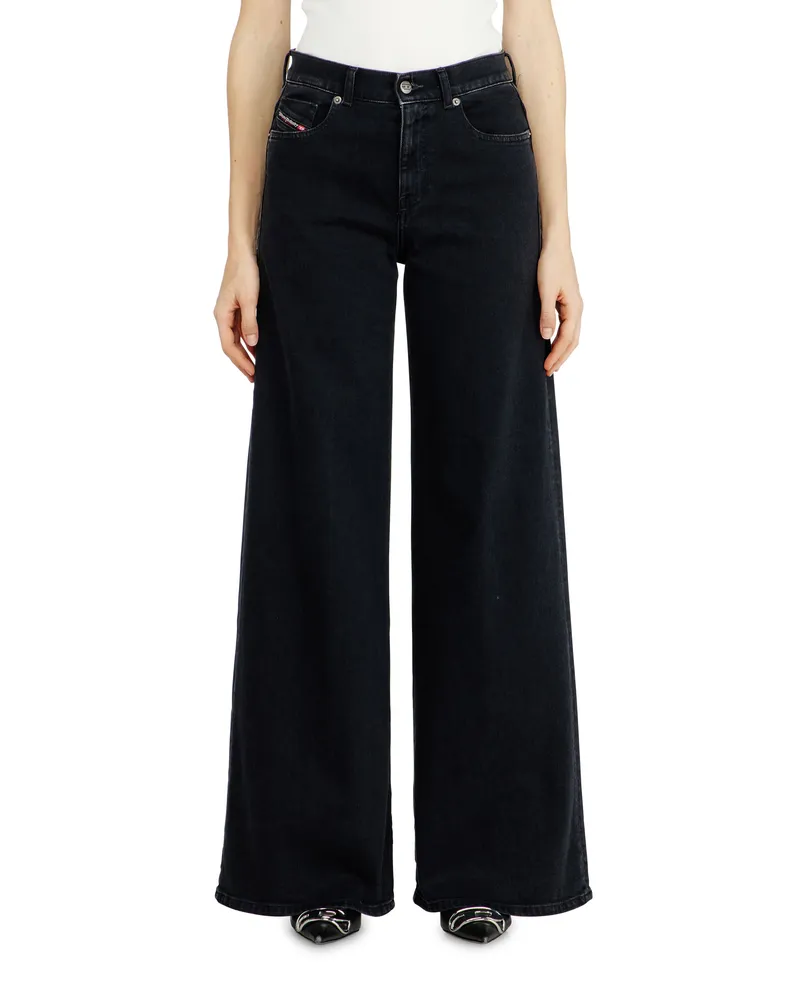 Diesel Flare Jeans Regular Waist 1978 D-Akemi, Schwarz/Dunkelgrau, Reißverschluss Schwarz