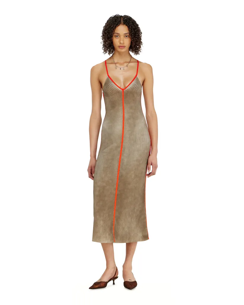 Diesel Rippenstrick-Midikleid mit kontrastierenden Bändern - Kleider - Damen - Bunt Bunt