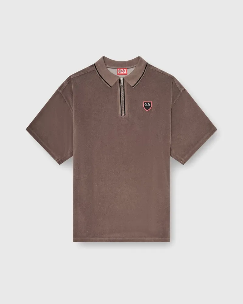 Diesel Chenille-Poloshirt mit shield patch - Polohemden - Herren - Braun Braun