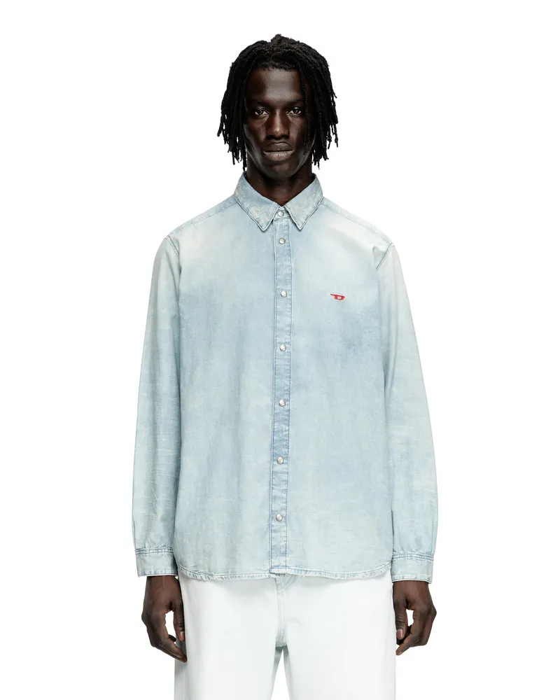Diesel Shirt aus Denim mit Bleich-Effekt - Denimhemden - Herren - Blau Blau