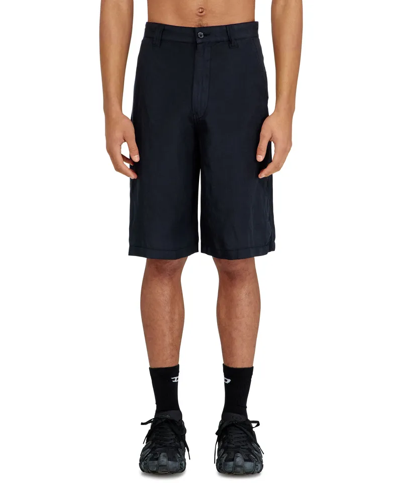 Diesel Bermudashorts aus Leinenmischung mit Garment-Dye-Färbung - Kurze Hosen - Herren - Schwarz Schwarz