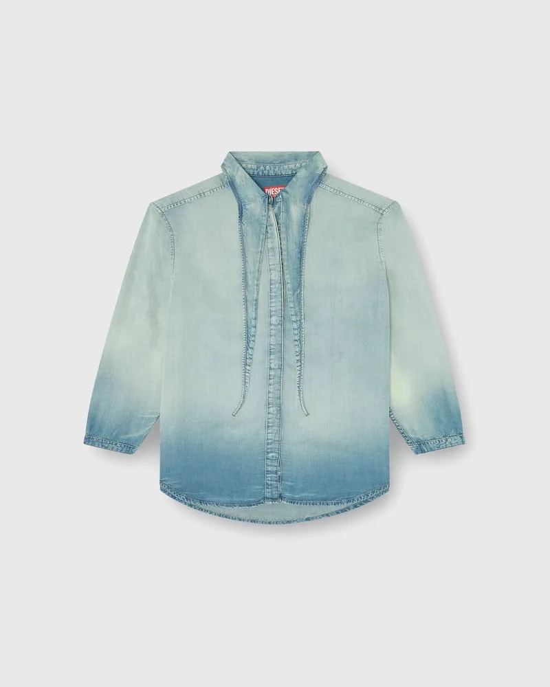 Diesel Hemd aus marmoriertem, fließendem denim - Denimhemden - Damen - Blau Blau