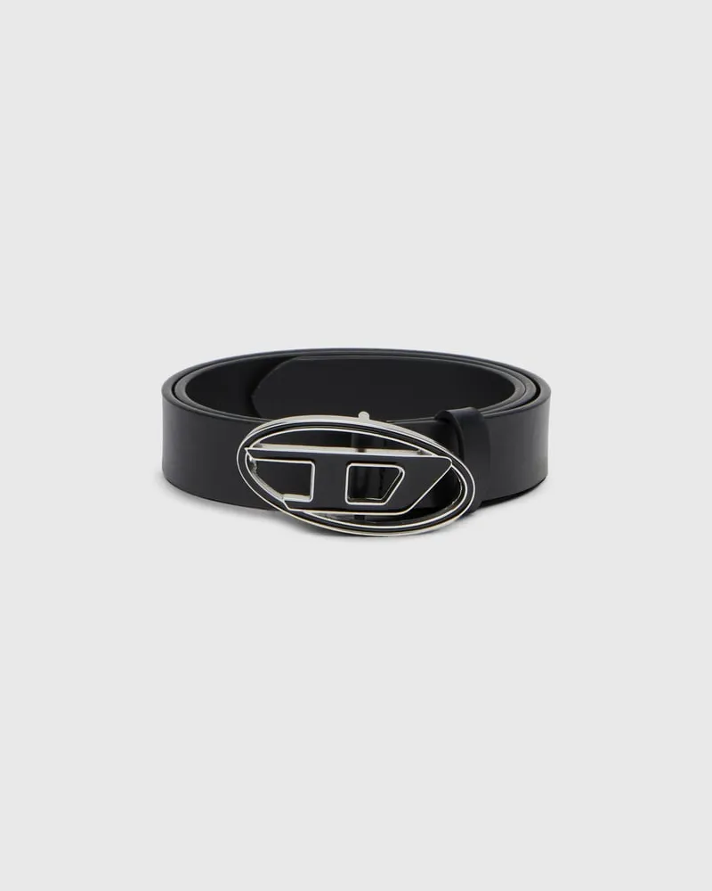 Diesel 2.4cm breiter Ledergürtel mit emaillierter ovaler D-Schnalle - Gürtel - Damen - Schwarz Schwarz