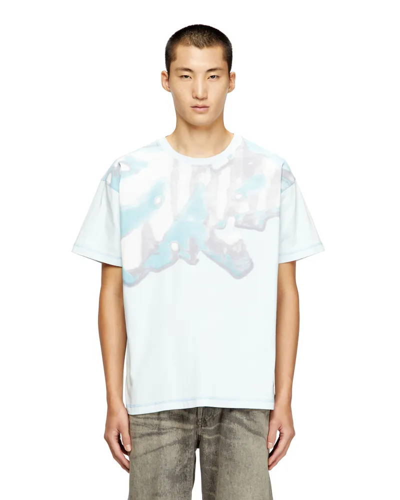 Diesel T-Shirt mit verblasstem Grafik-Print - T-Shirts - Herren - Blau Blau