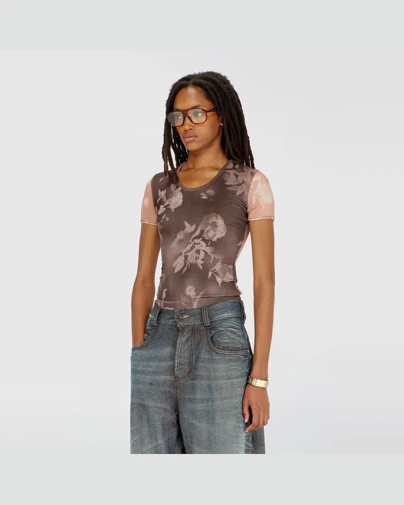 Diesel Top aus geripptem Jersey mit Blumenprint - Oberteile - Damen - Bunt Bunt