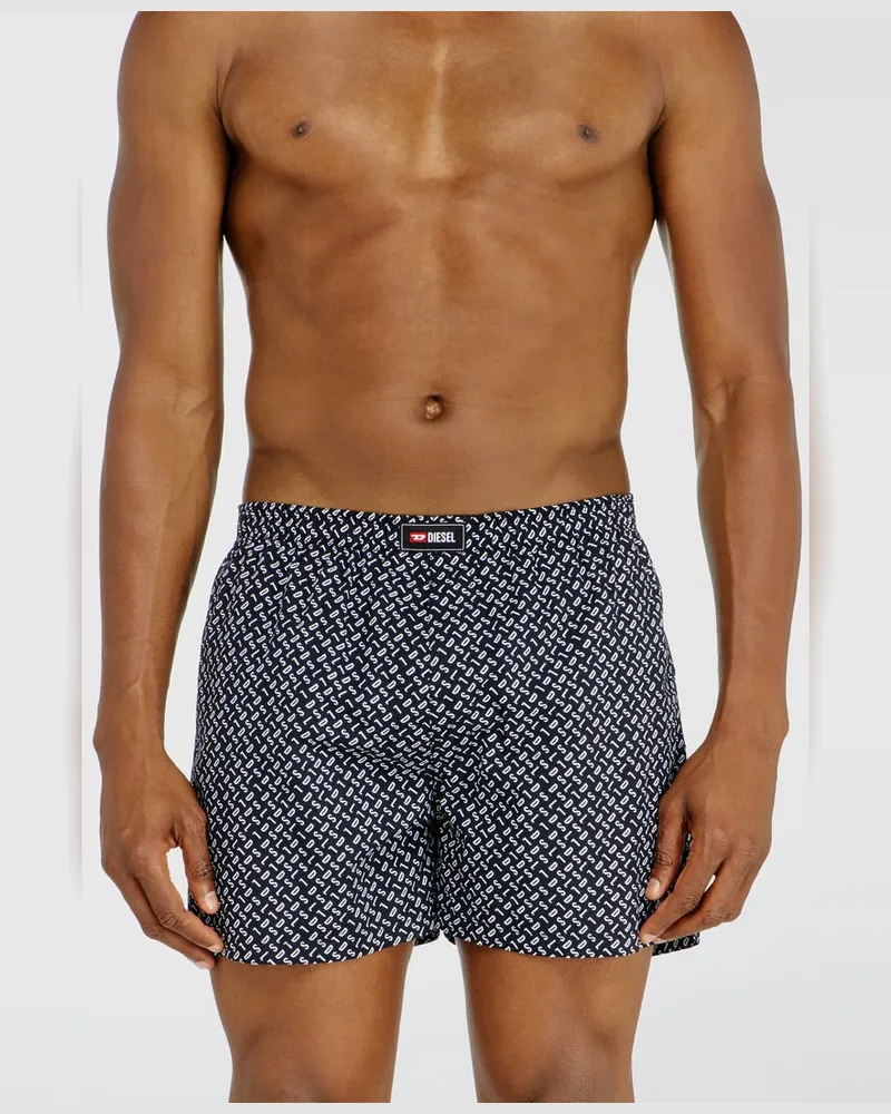 Diesel Boxershorts aus Baumwolle mit unifarbenem und all-over DSL-Print im Dreierpack - Boxershorts - Herren - Blau Blau
