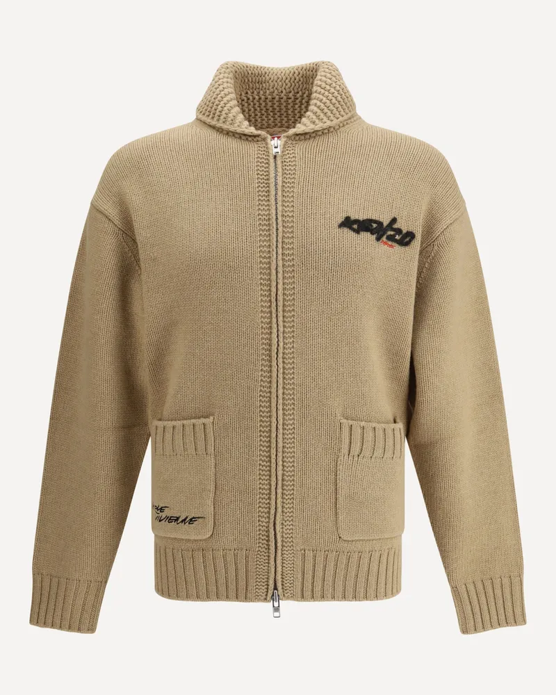 Kenzo Futura zippered Cardigan Male Beige