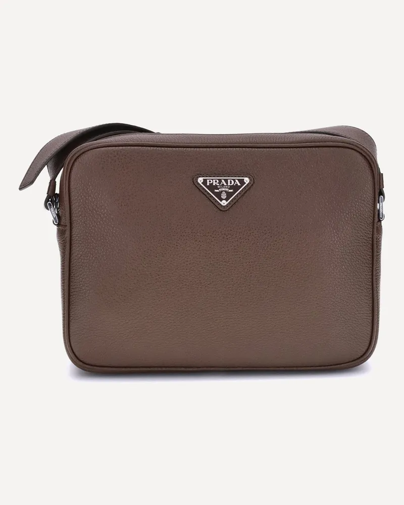 Prada Logo Shoulder Bag Male Brown
