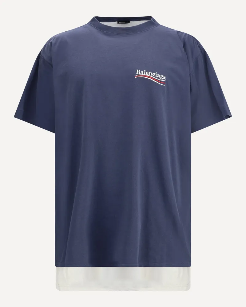Balenciaga Double Political Campaign T-Shirt Male Blue