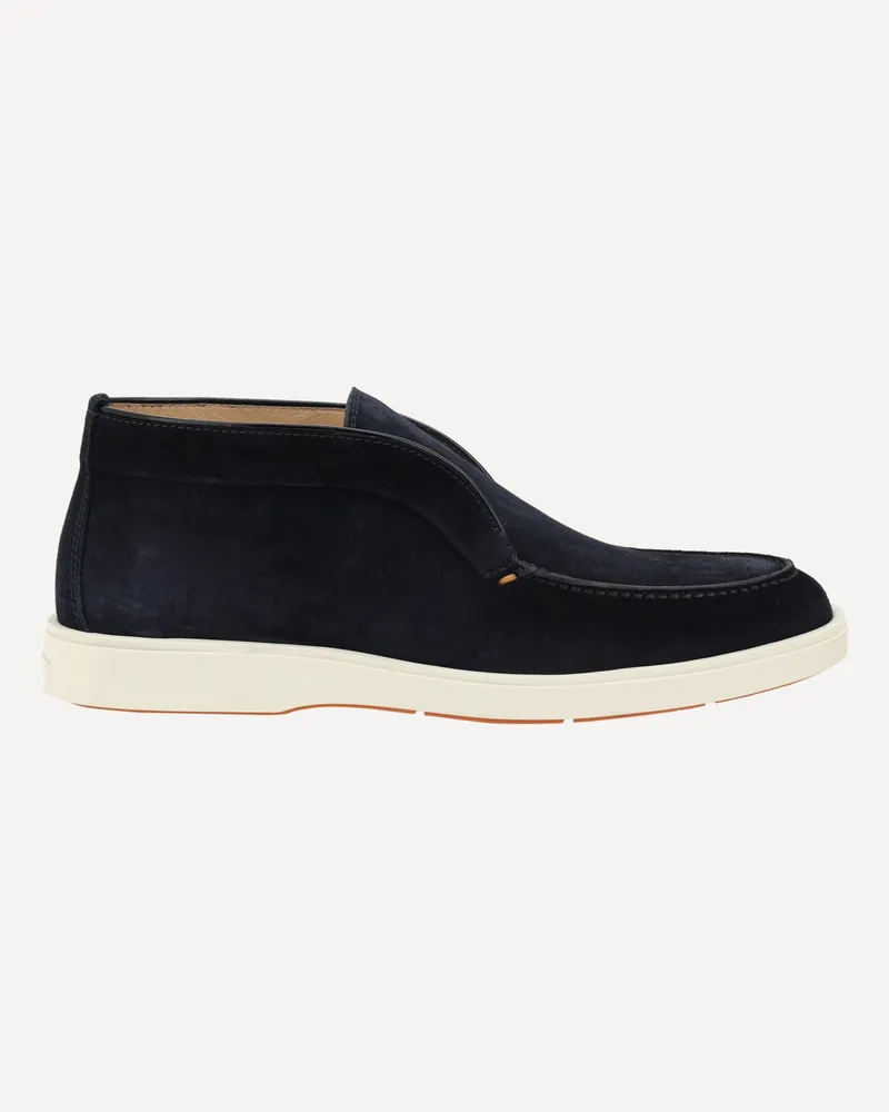 Santoni Suede Loafers Male Blue