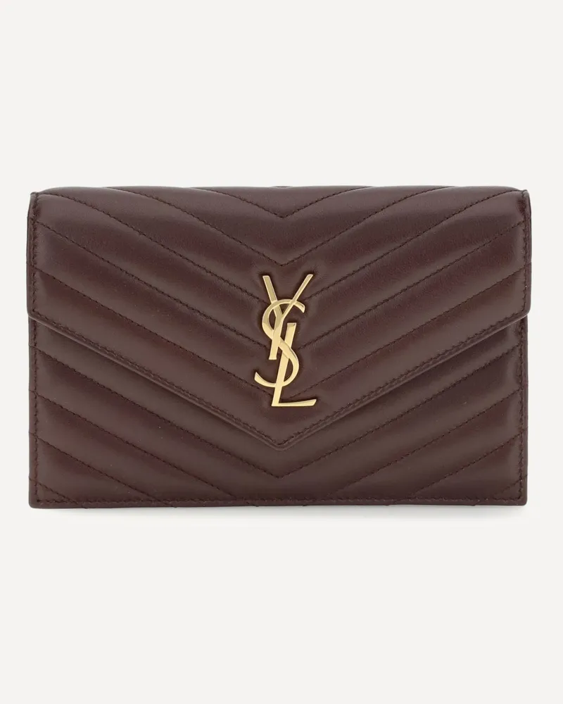Saint Laurent Wallet with shoulder strap Female Bordeaux