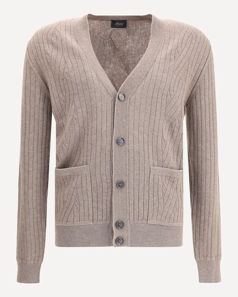 Brioni Wool cardigan Male Brown