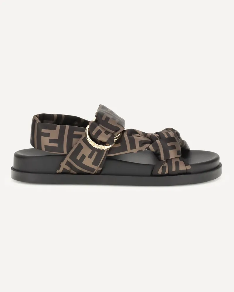 Fendi FF satin Sandals Female Brown