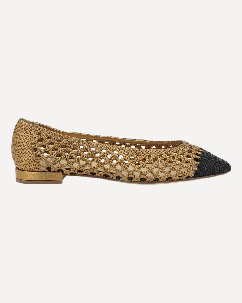 Francesco Russo Woven Ballerinas Female Gold