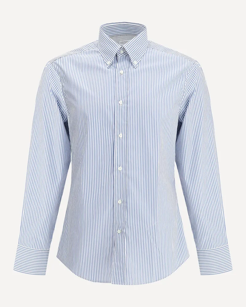 Brunello Cucinelli Striped long-sleeve Cotton Shirt Male Light