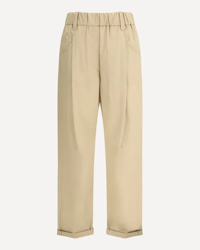 Brunello Cucinelli Cotton Elasticated Pants Female Beige