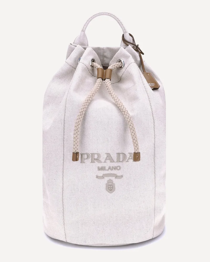 Prada Linen Bucket Bag Male White