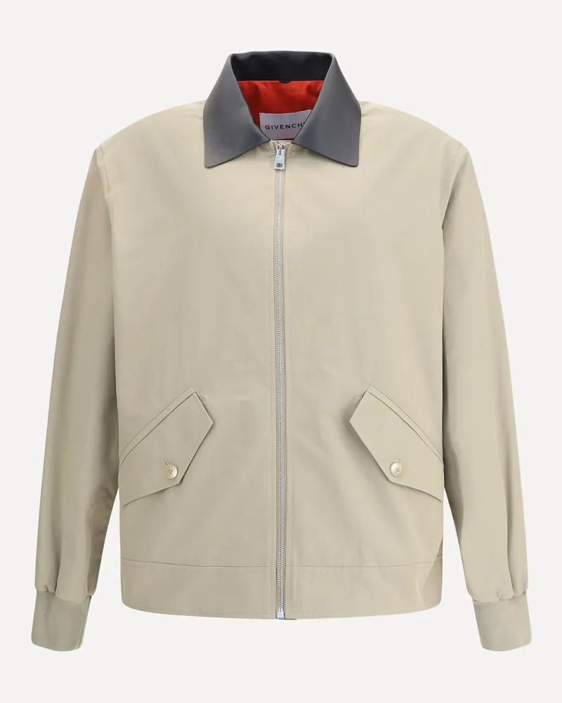 Givenchy Cotton Harrington Jacket with leather details Male Beige