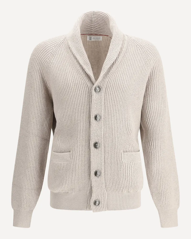 Brunello Cucinelli Ribbed Cardigan Male Beige