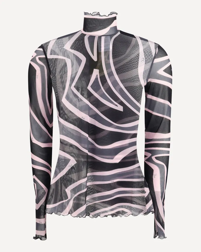Emilio Pucci Tulle Top with Labyrinth Print Female Multicolour