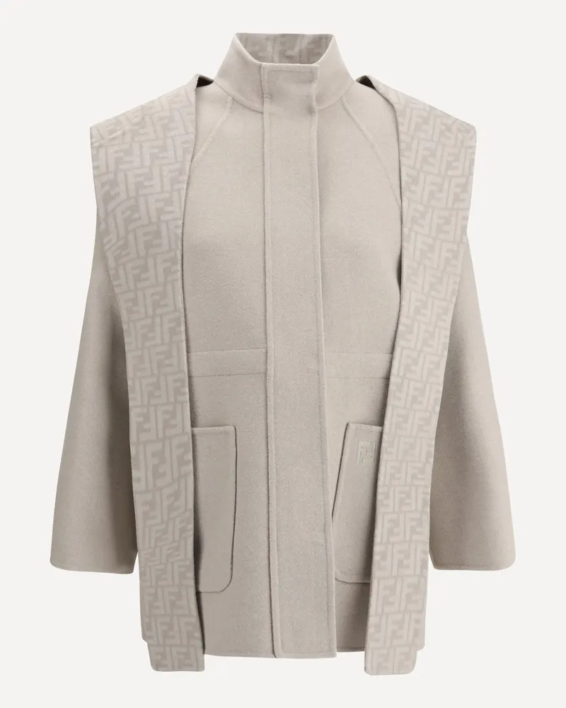 Fendi Wool Coat with removable hood Female Cream