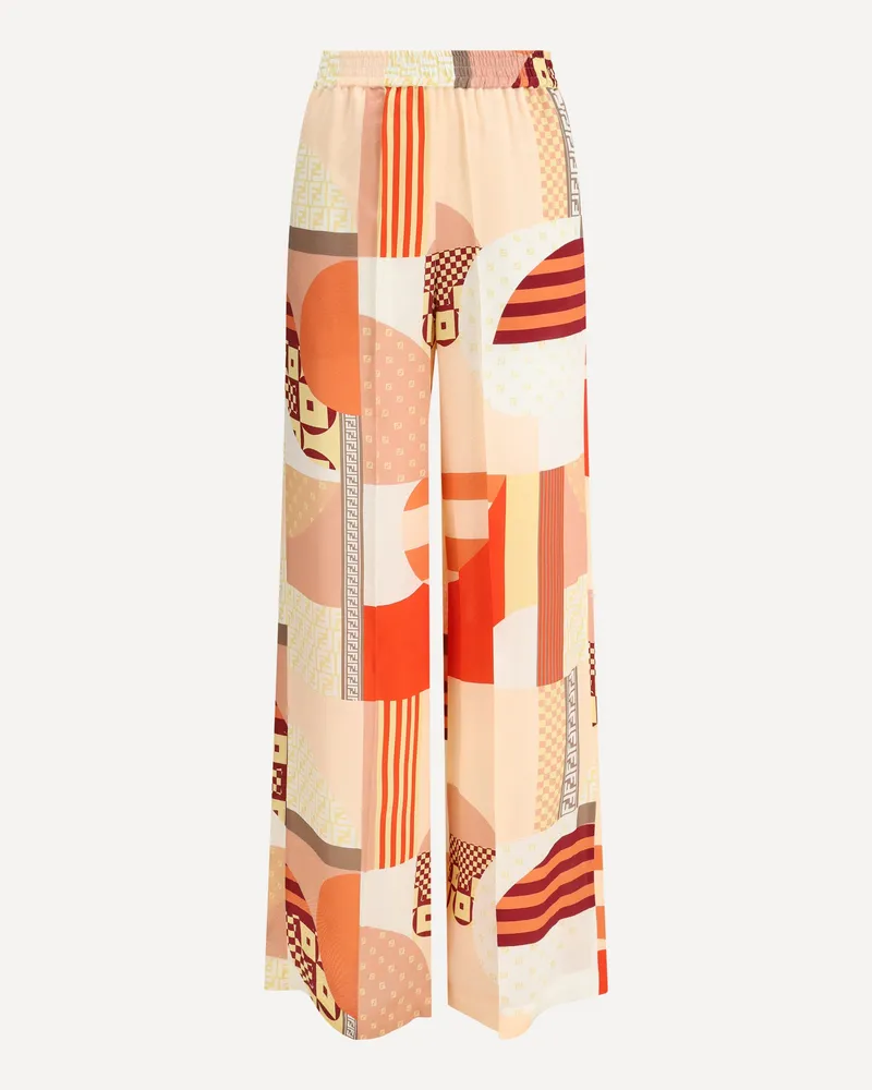 Fendi Patchwork print silk crepe Pants Female Multicolour