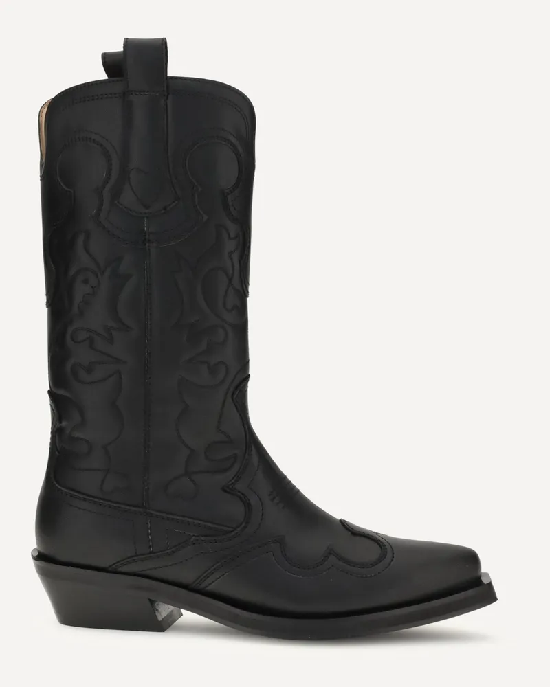 Ganni Embroidered Western Boots Female Black