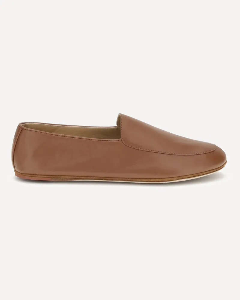 Loro Piana Leather Loafers Female Beige