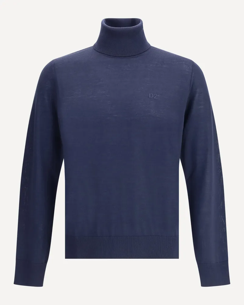 Dsquared2 Virgin wool turtleneck Sweater Male Blue