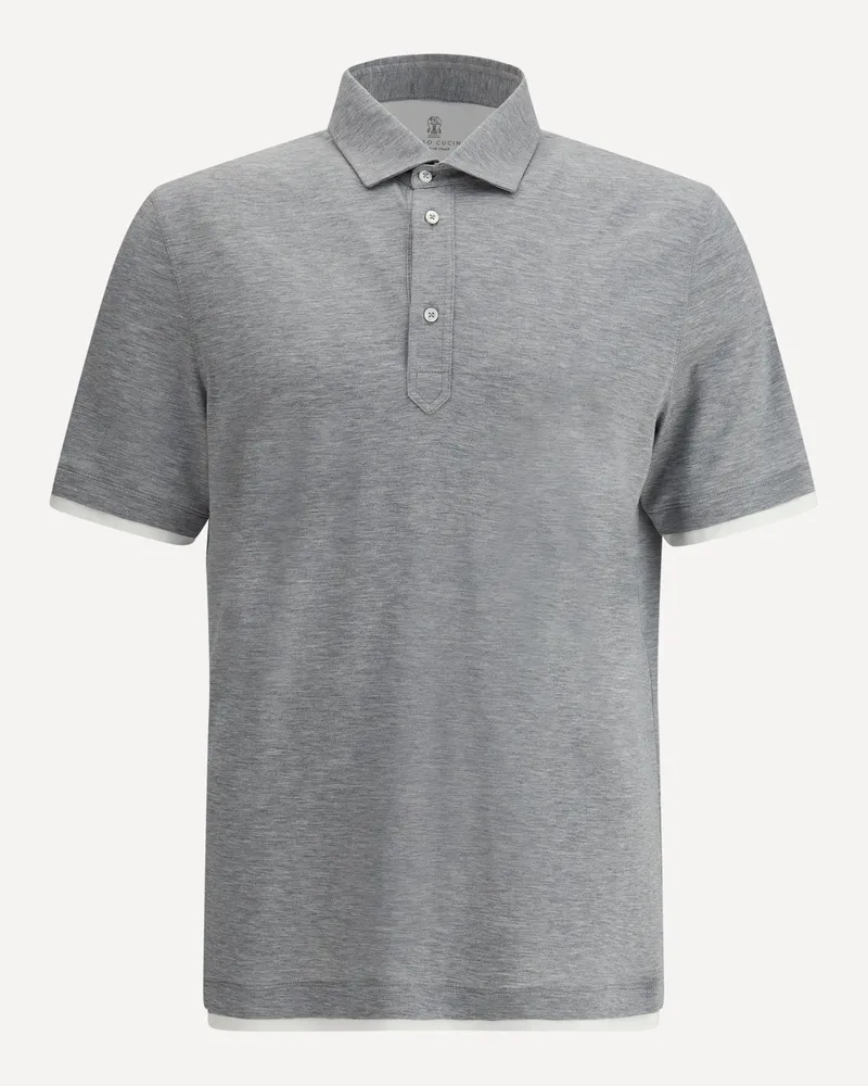 Brunello Cucinelli Silk Polo Shirt Male Grey