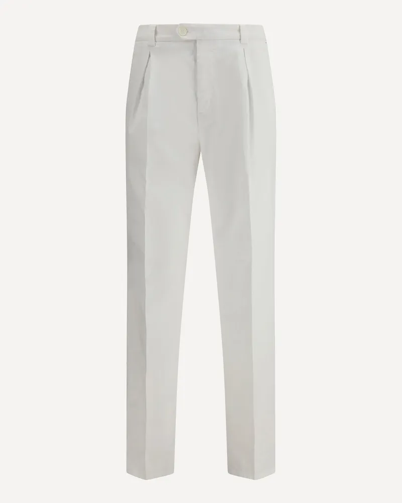 Brunello Cucinelli Cotton gabardine Pants Male White