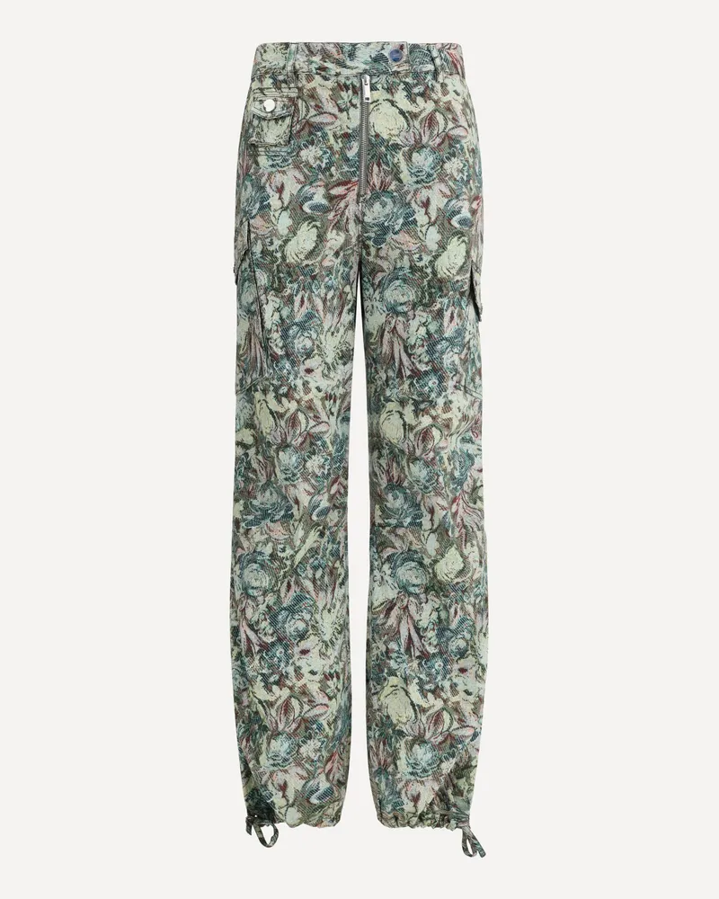 Ganni Printed Stretched Cotton Pants Female Multicolour