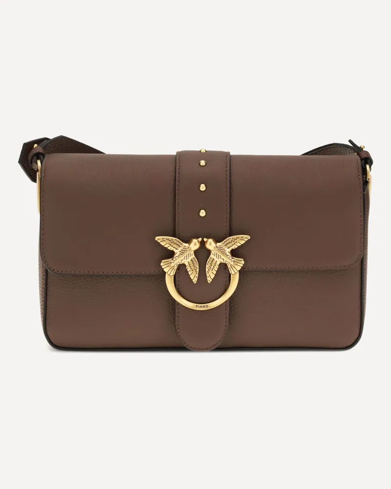Pinko Love leather Shoulder Bag Female Brown