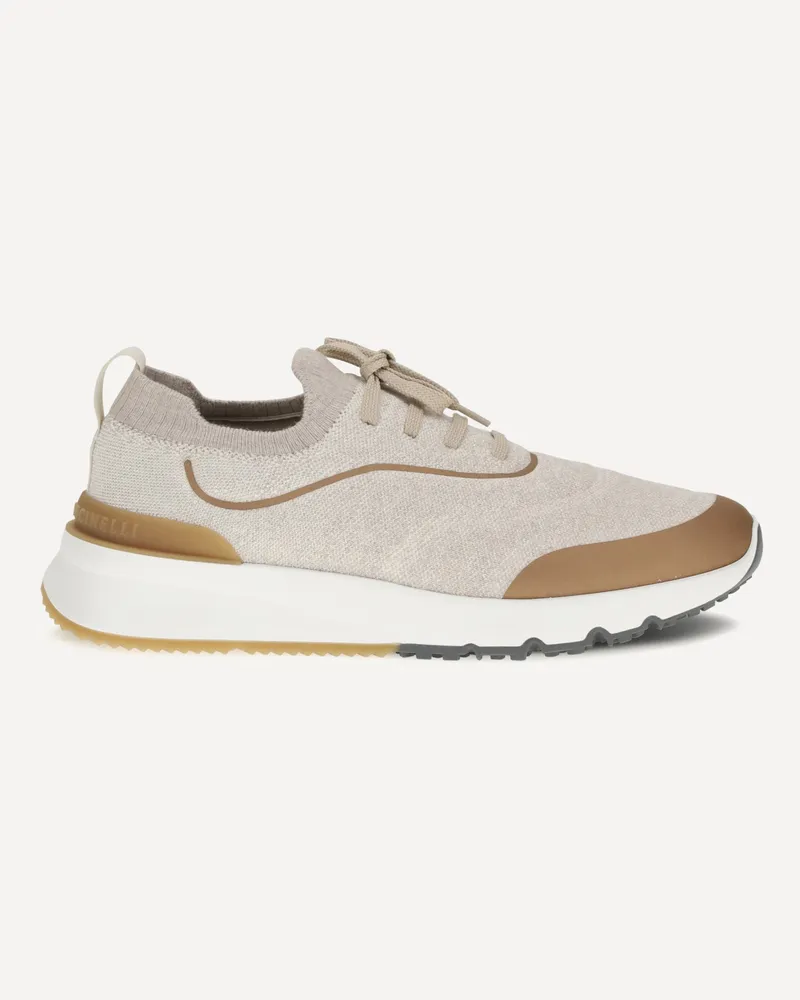 Brunello Cucinelli Techno cotton knit Sneakers runners Male Beige