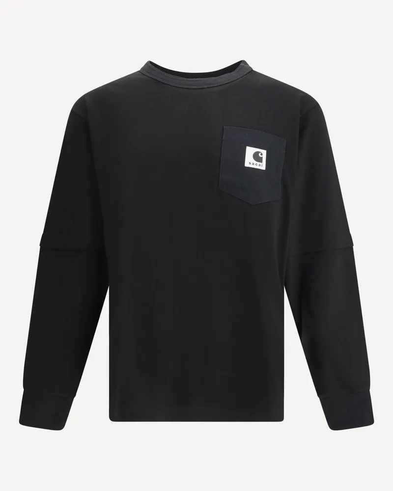 Sacai WIP Cotton Jersey L/S T-Shirt by Sacai x Carhartt Male Black