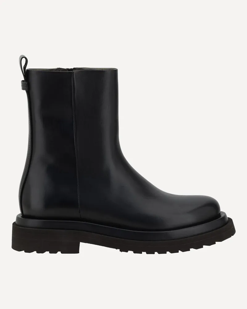 Brunello Cucinelli Leather Ankle Boots Female Black