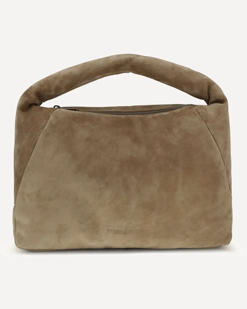 Brunello Cucinelli Suede Shoulder Bag Female Beige