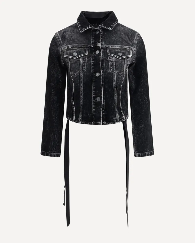 Balenciaga Denim Jacket with ribbon Female Black
